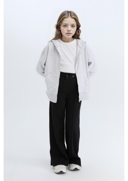 Kız Çocuk Oversize Geniş Kalıp Kapüşonlu Basic Düz Fermuarlı Sweatshirt D8214A8NS fiyatları