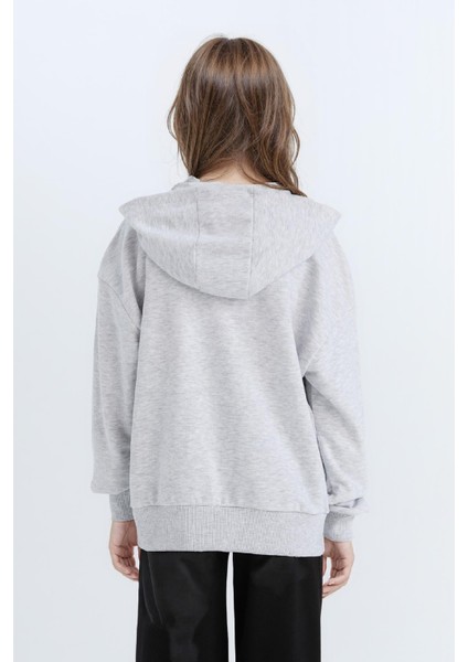 Kız Çocuk Oversize Geniş Kalıp Kapüşonlu Basic Düz Fermuarlı Sweatshirt D8214A8NS indirimleri