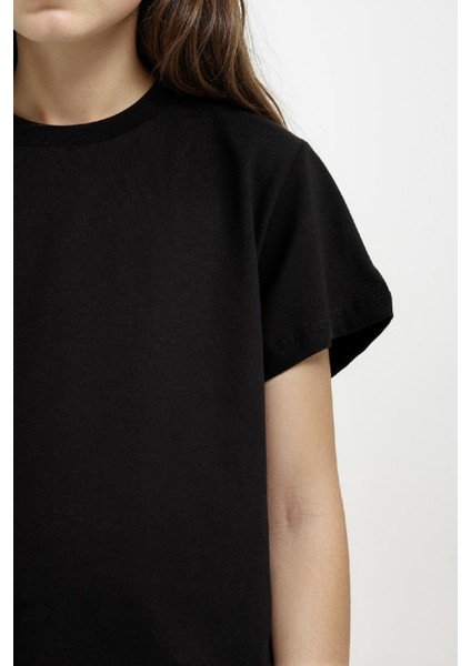 Kız Çocuk Bisiklet Yaka Basic Düz Kısa Kollu Tişört D8506A8NS indirimleri