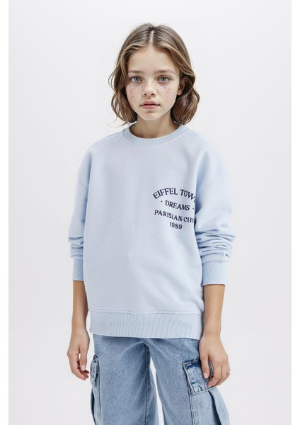 Kız Çocuk Relax Fit Bisiklet Yaka Baskılı Sweatshirt D8546A825SP modelleri