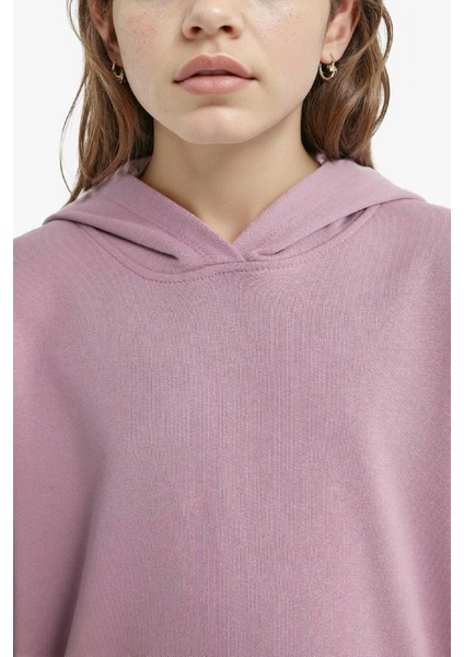 Kız Çocuk Relax Fit Kapüşonlu Basic Düz Sweatshirt F0008A825AU modelleri