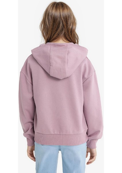 Kız Çocuk Relax Fit Kapüşonlu Basic Düz Sweatshirt F0008A825AU fırsatları