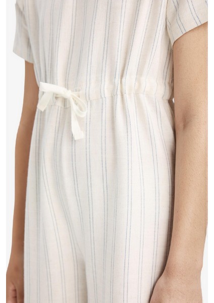 Kız Çocuk Kısa Kollu Çizgili Viskon Tulum F5783A825SM fırsatları