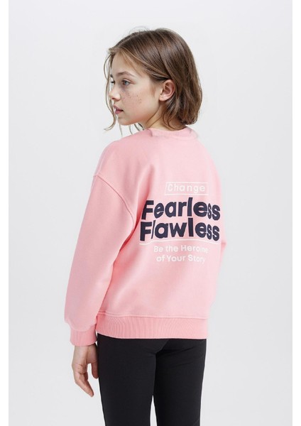 Kız Çocuk Relax Fit Bisiklet Yaka Sırt Baskılı Sweatshirt D9774A825SP