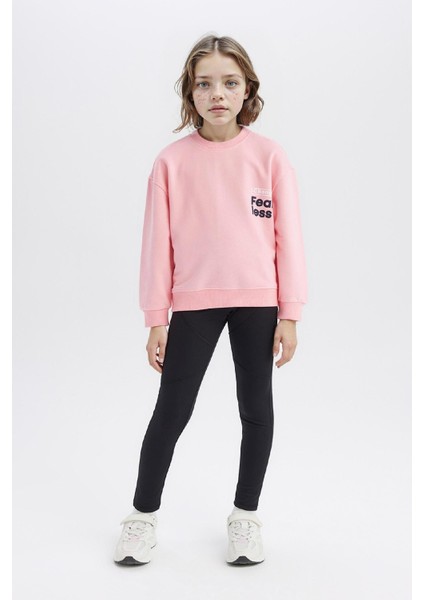 Kız Çocuk Relax Fit Bisiklet Yaka Sırt Baskılı Sweatshirt D9774A825SP fiyatları