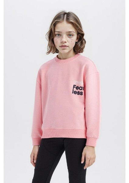 Kız Çocuk Relax Fit Bisiklet Yaka Sırt Baskılı Sweatshirt D9774A825SP modelleri