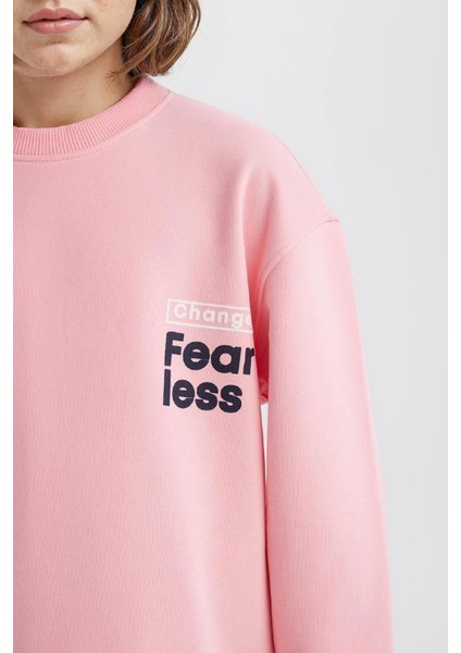 Kız Çocuk Relax Fit Bisiklet Yaka Sırt Baskılı Sweatshirt D9774A825SP fırsatları