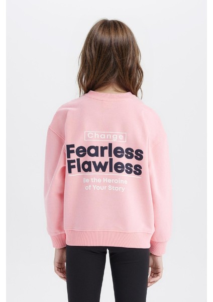 Kız Çocuk Relax Fit Bisiklet Yaka Sırt Baskılı Sweatshirt D9774A825SP indirimleri