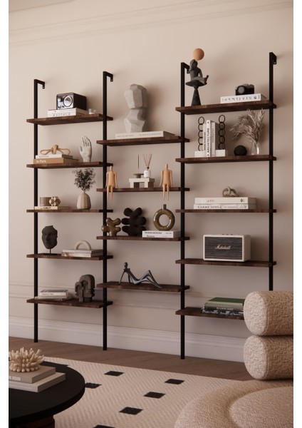 Dekoratif Tasarım Duvara Monte 14 Raflı Kitaplık Ofis-Salon-Ev Rafı- Kolay Kurulum- Ofis Rafı