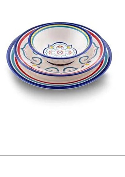 Morocco 24 Parça 6 Kişilik Desenli Porselen Yemek Takımı Çok Renkli