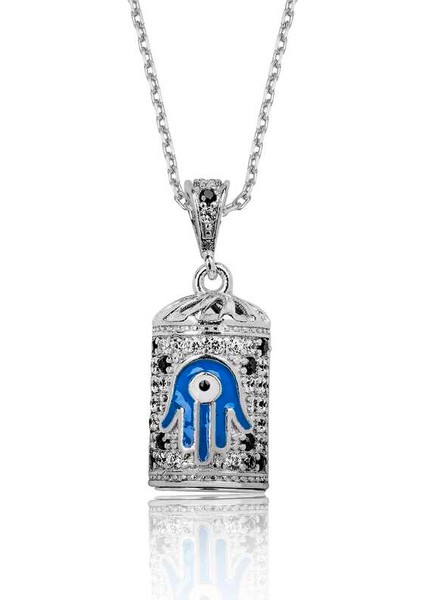 925 Ayar Gümüş Fatma Ana Eli Cevşen Dualı Gümüş Kolye