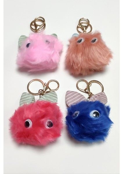 Msa-Shop Kulaklı Tüylü Peluş Anahtarlık-Renkli