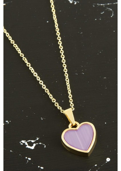 Msa-Shop Kalp Polyester Kolye-Lila