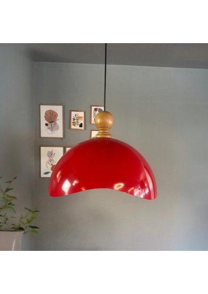 Luna Kırmızı Tekli Avize Kapı Tokmağı Başlık Sarkıt Lamba Restoran Salon Aydınlatma