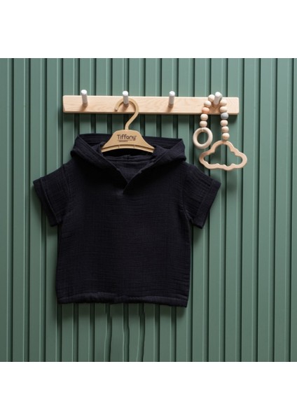Tiffany T-Shirt Kapüşonlu Müslin Theme Siyah