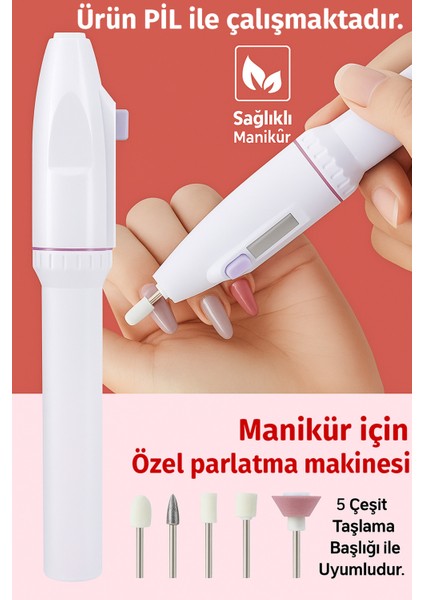 5 Başlıklı Pilli Tırnak ve Pedikür Törpü Bakım Cihazı