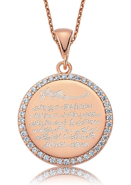 Gümüş Ayetel Kürsi Bayan Kolye Modern