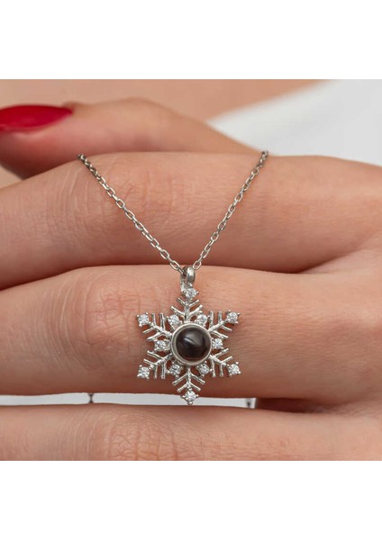 Gümüş 100 Dilde Seni Seviyorum Kar Tanesi Kadın Kolye Trend