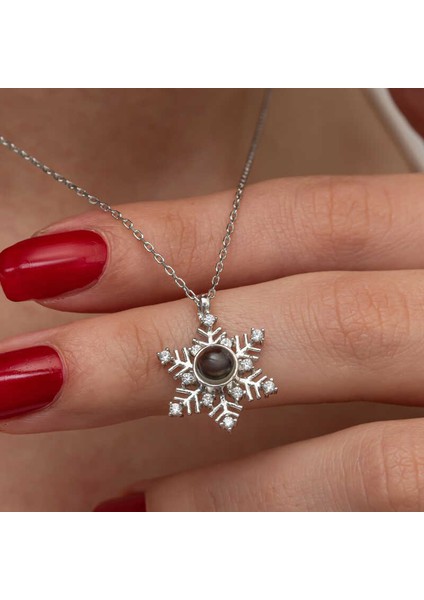 Gümüş 100 Dilde Seni Seviyorum Kar Tanesi Kadın Kolye Trend modelleri