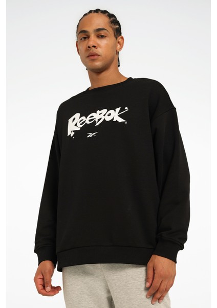 New Id Ovrs Gfx Crew Siyah Erkek Sweatshirt