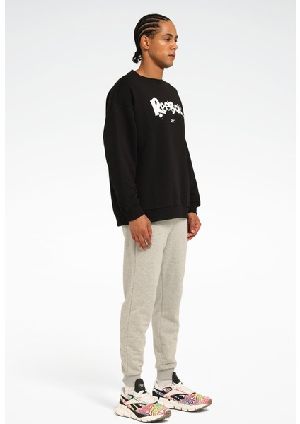 New Id Ovrs Gfx Crew Siyah Erkek Sweatshirt