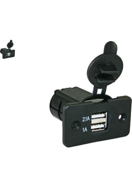 Çift USB Şarj Prizi Kapaklı | 12V, 5V/3.1A