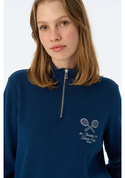 Socrates Tennis Club Supersoft Quarter-Zip Sweatshirt - Lacivert fırsatları