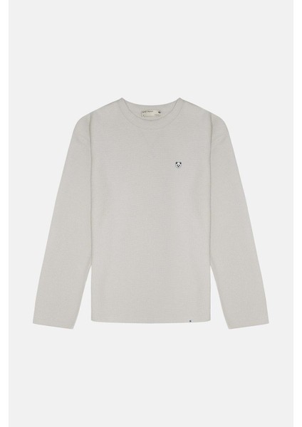 Panda Waffle Sweatshirt - Açık Gri