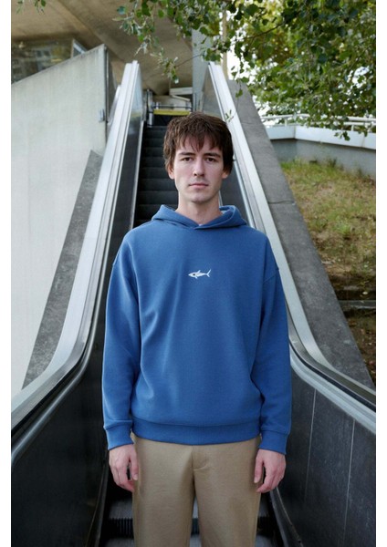 Büyük Beyaz Köpekbalığı Supersoft Hoodie - Lacivert modelleri