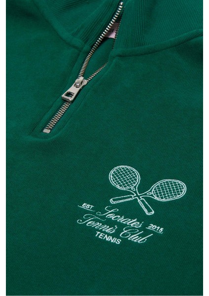 Socrates Tennis Club Supersoft Quarter-Zip Sweatshirt - Nefti Yeşil fiyatları