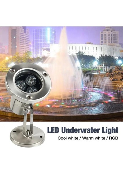 Havuz LED Armatür Aplik Su Geçirmez Açık Alan Aydınlatma Işık Gösterisi Sıva Üstü Krom Kasa Doğal Beyaz 4000K A-KRM-1201 IP68 3W 12V