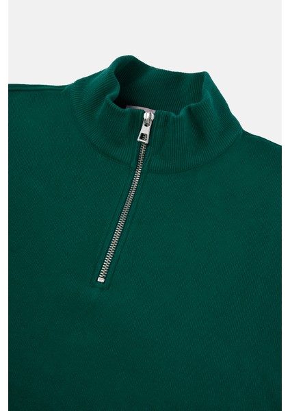Basic Supersoft Quarter-Zip Sweatshirt - Nefti Yeşil fırsatları