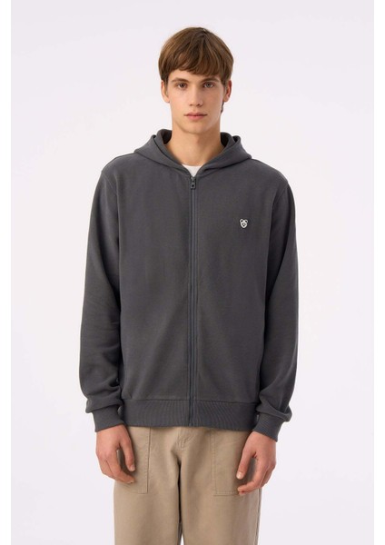 Panda Supersoft Cepli Full-Zip Hoodie - Antrasit modelleri