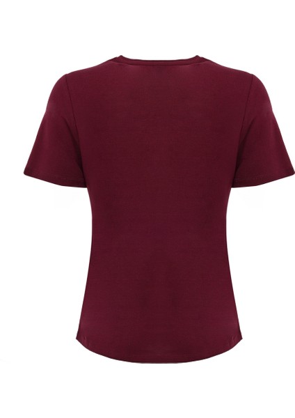 Q3 Id Tee Bordo Kadın Kısa Kol T-Shirt