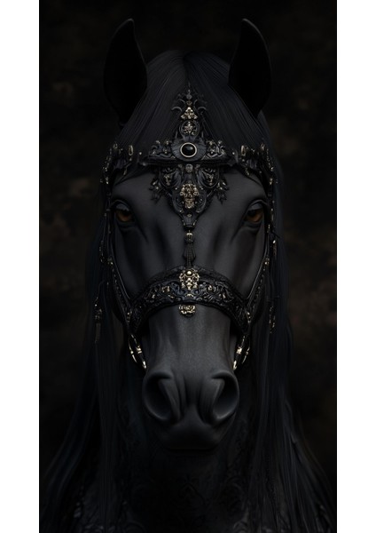 Siyah At V11 Ev Duvar Salon Güzellik Salonu Ofis Dükkan Dekarasyon Kanvas Tablo fiyatları