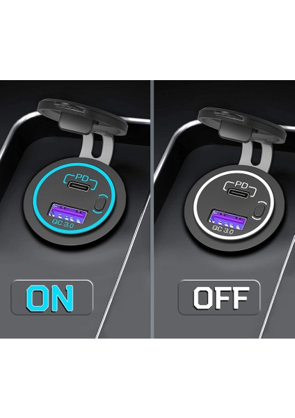 12V Araç & Karavan Led'li USB - Type C Soket | Hızlı Şarj fiyatları