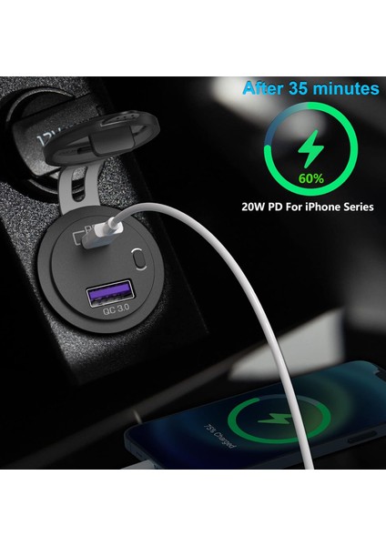 12V Araç & Karavan Led'li USB - Type C Soket | Hızlı Şarj indirimleri