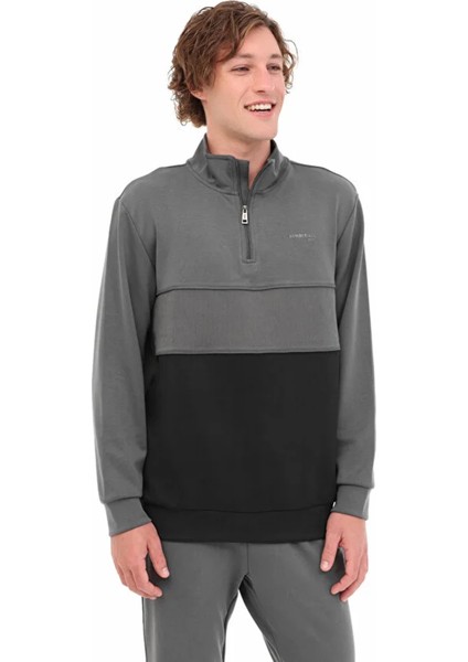 Luka 16ITL815 Yarim Fermuarli Erkek Sweat - Antrasit Siyah