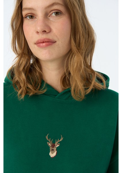 Geyik Super Soft Hoodie - Nefti Yeşil