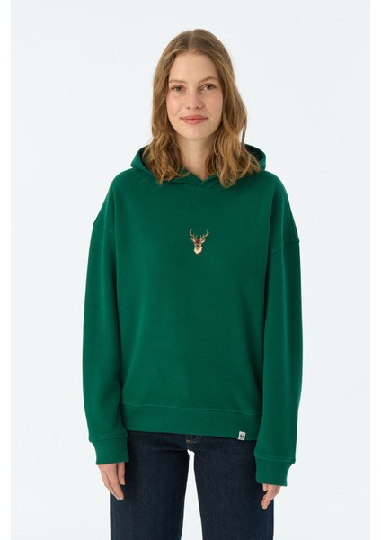 Geyik Super Soft Hoodie - Nefti Yeşil fiyatları