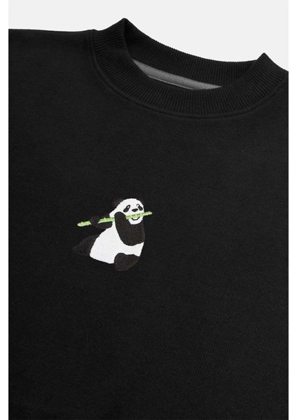 Giant Panda Super Soft Crop Sweatshirt - Siyah fiyatları