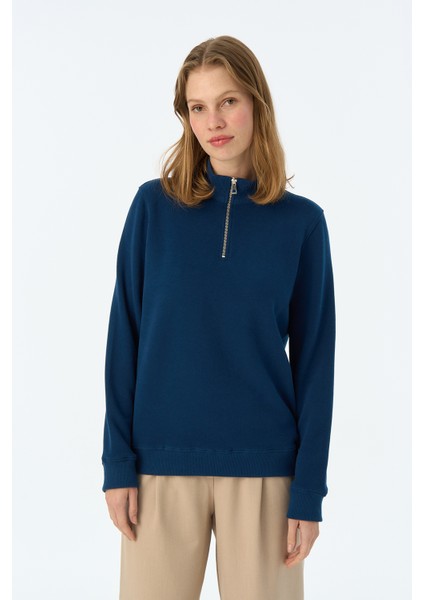 Basic Supersoft Quarter-Zip Sweatshirt - Lacivert