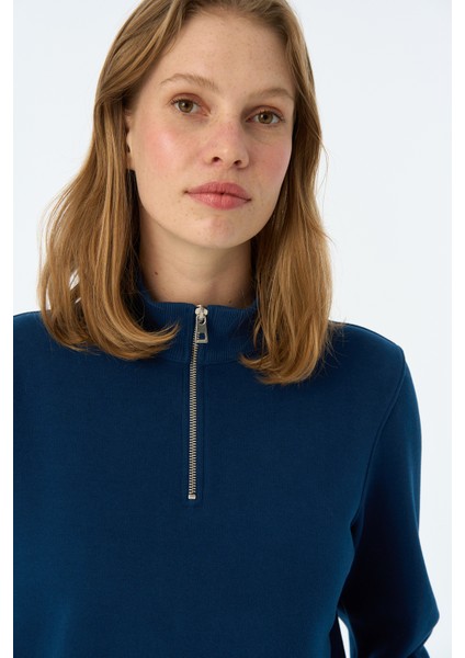 Basic Supersoft Quarter-Zip Sweatshirt - Lacivert fiyatları