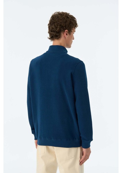 Basic Supersoft Quarter-Zip Sweatshirt - Lacivert fırsatları