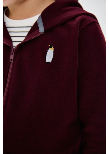 Imparator Penguen Supersoft Full-Zip Çocuk Hoodie - Bordo modelleri