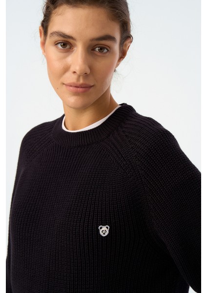 Panda Bisiklet Yaka Triko Sweater - Siyah fiyatları