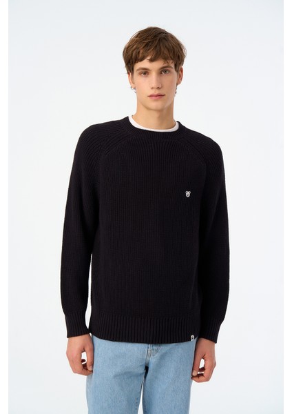 Panda Bisiklet Yaka Triko Sweater - Siyah modelleri