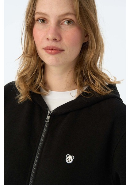 Panda Supersoft Cepli Full-Zip Hoodie - Siyah fiyatları