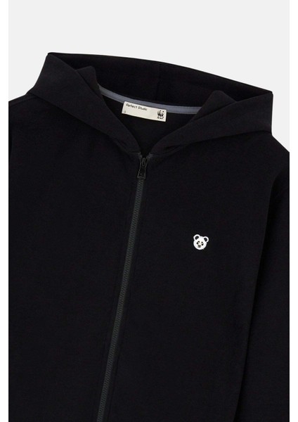 Panda Supersoft Cepli Full-Zip Hoodie - Siyah indirimleri