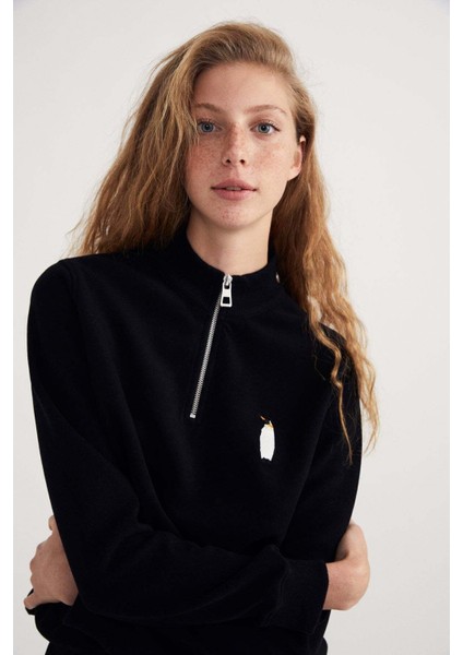 Imparator Penguen Supersoft Quarter-Zip Sweatshirt - Siyah